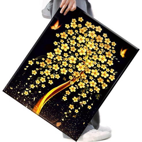 FASEN 액자 보석십자수 캔버스형 DIY 키트 40 x 50 cm, 1세트, FAN14.황금나비와 돈나무