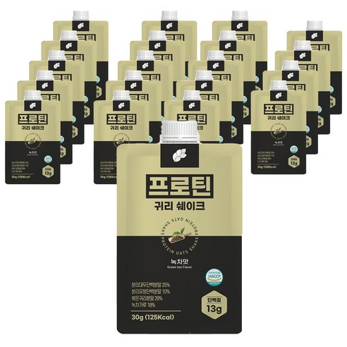 프로틴 귀리쉐이크 맛별 20봉(초코맛 딸기맛 바닐라맛 녹차맛) 각20봉-1SET, 04.녹차맛20봉, 20개, 30g