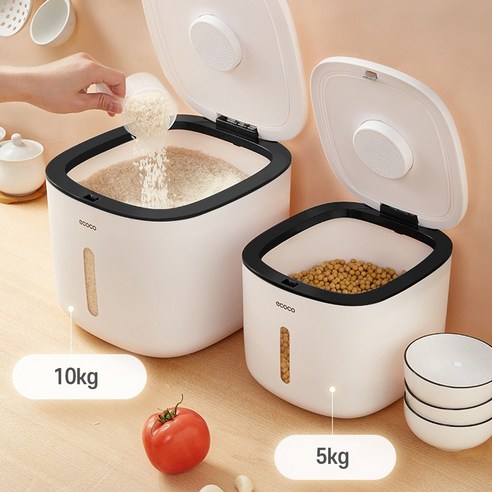 살림의발견 원터치 밀폐형 다담다 쌀통 v2, 10kg, 블랙, 블랙