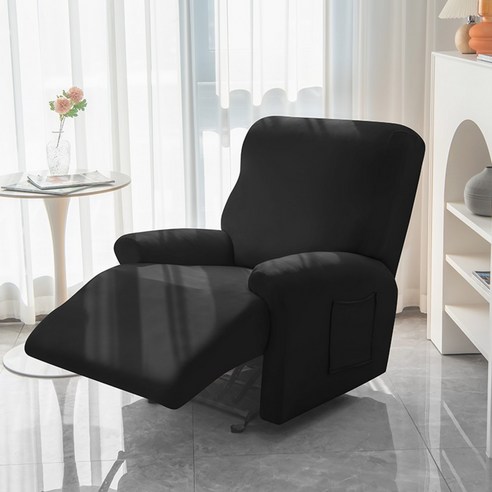 [모든사이즈 호환] 커버무드 리클라이너 실크 소파 커버, 블랙, 1개