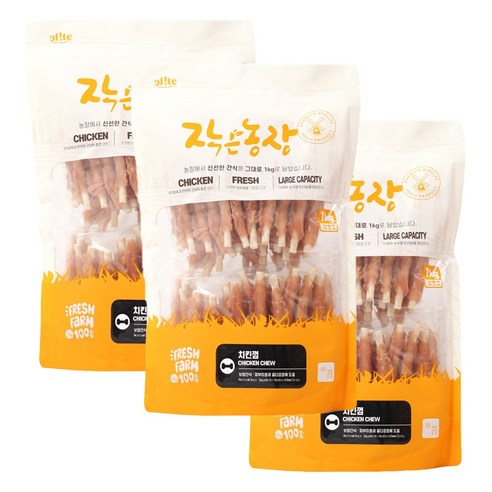 작은농장 치킨껌 강아지 대용량간식, 닭고기맛, 3개