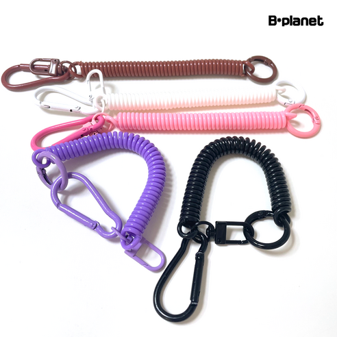 비플래닛 카라비너 스프링 분실방지 낚시 등산 여행 운동 멀티 버클 안전고리 열쇠고리 스프링줄 스트랩, 5개, 혼합색상