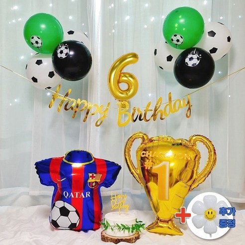 스마일파티 축구 생일 풍선 파티 세트, 1세트, 6세