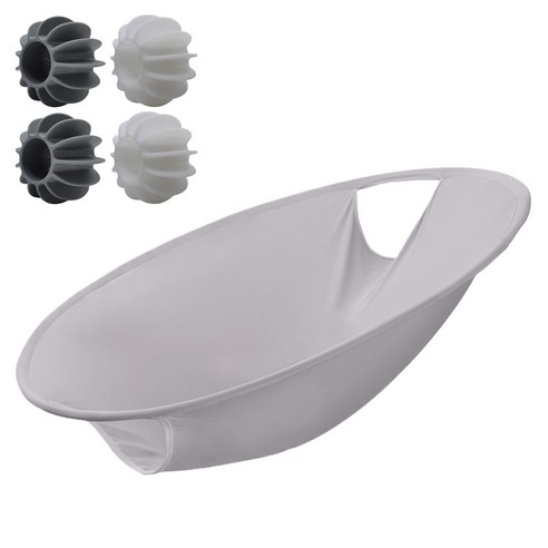 접이식 런드리백과 빨래볼 4개 세트 – 회색 빨래 세탁 바구니 빨래주머니