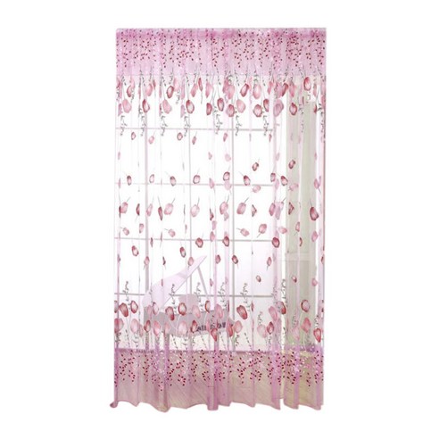 얇은 Voile 문 창 커튼 드레이프 패널 밸런스 100X200cm, 핑크