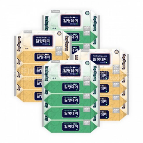 힐링데이(=카네이션과 같은공장 동일제품임) 엠보싱 대형물티슈 캡형 60매(200x300mm) 15팩(900매) 1박스, 15개