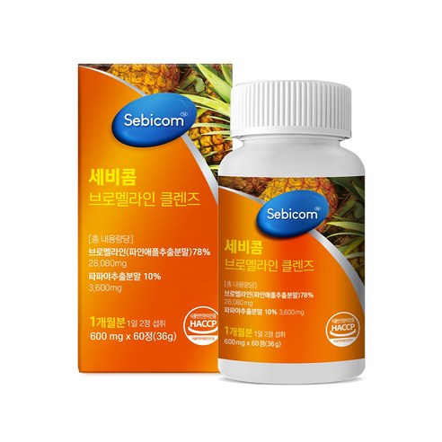 에코바이탈 브로멜라인 퀘르세틴 큐 파인애플효소 600mg, 1개, 60정
