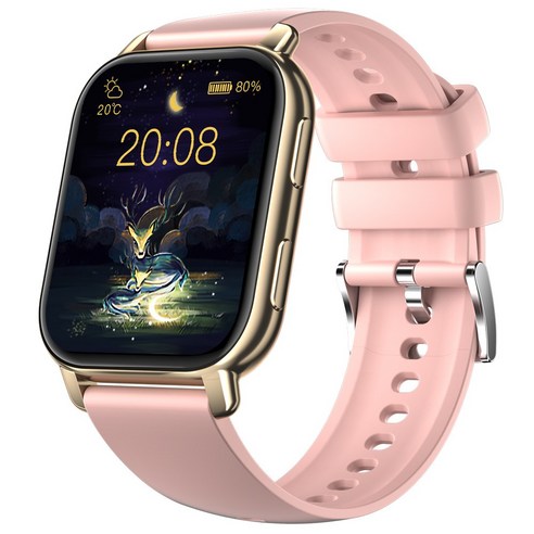 WAPIK 통화가능 블루투스 스마트워치 P5S 1.85인치 22mm, 골드, 4.7cm, GPS + 블루투스