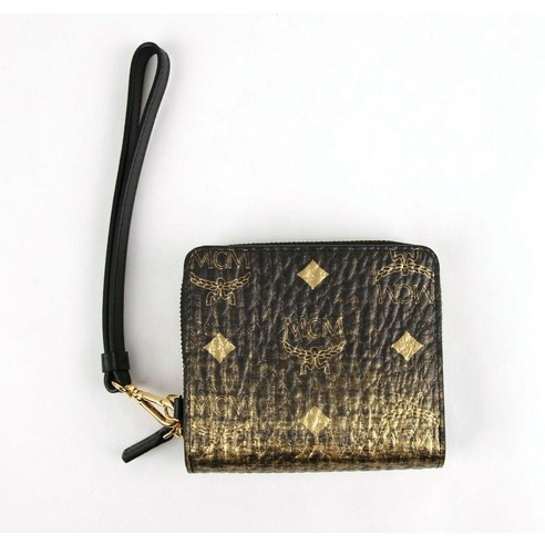 160401 MCM 엠씨엠 골드 / 블랙 Gradient 코트 캔버스 미니 Zipped 지갑 MYS9AVI46DG001