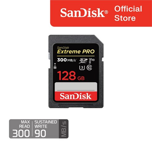 샌디스크 Extreme PRO SD Card (V90 300MB/s) 128GB, 1개