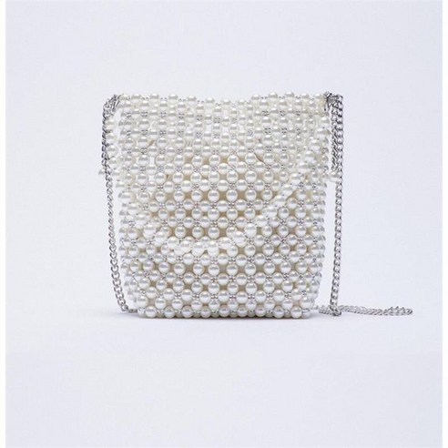 ZARA 자라 미니 버킷백 화이트 진주 숄더백