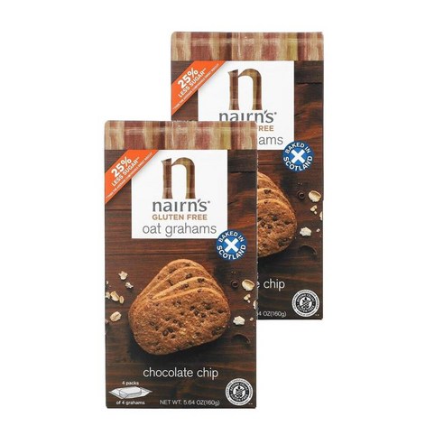 네이른스 오트 통밀 글루텐 프리 초콜릿 칩 160g 2팩 Nairns Oat Grahams Gluten Free Chocolate Chip, 2개 그라함스 네이른스 오트 통밀 글루텐 프리 초콜릿 칩 160g 2팩 Nairns Oat Grahams Gluten Free Chocolate Chip, 2개 그라함스