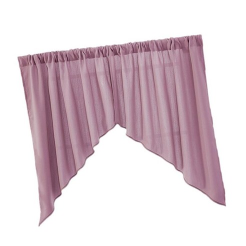 2 패널 삼각형 모양 Sheer Valance 커튼 홈 창 개인 정보 보호 계층, 핑크 90x90cm, 폴리 에스터