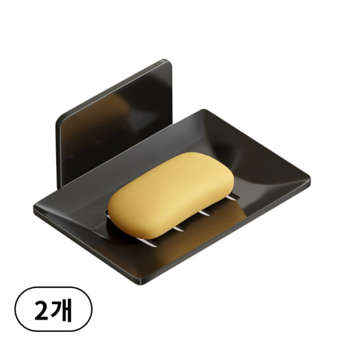 살림대표 무타공 호텔식 욕실 비누 받침대, 2개, 제트 블랙