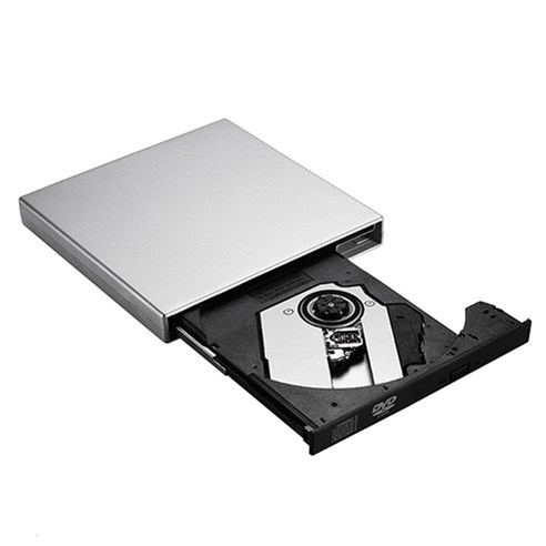 외장 DVD 드라이브 광학 드라이브의 USB 노트북 윈도우 PC를위한 휴대용 2.0 CD-ROM 플레이어 CD-RW 버너 작가 리더 레코더 (은빛), 보여진 바와 같이, 하나
