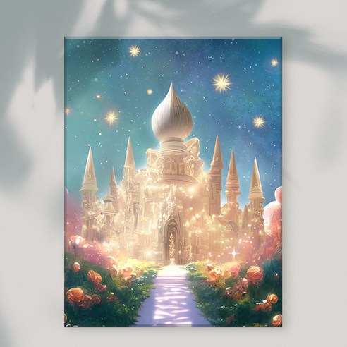오로라데코덴 캔버스형 보석십자수 40x50cm, MK160 풍경 빛나는 장미 성