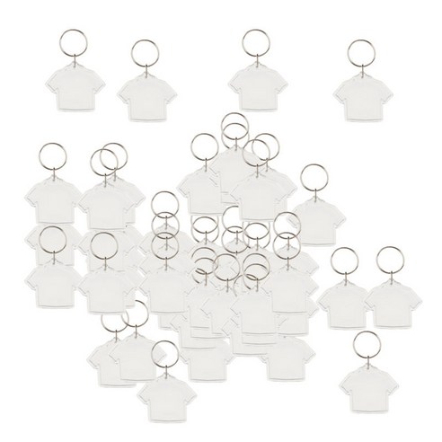 MagiDeal 50pcs 빈 투명 아크릴 열쇠 고리 광장 45mm 사진 삽입 키 체인, 설명, 클리어