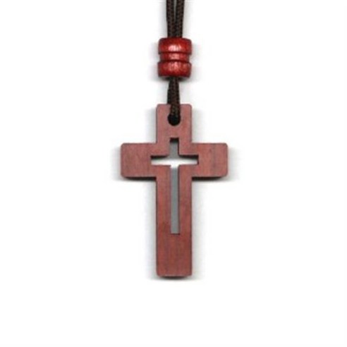 이중 십자가 목걸이 02 wood cross necklace