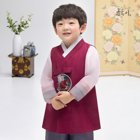 금동이 [금동이한복] AM124 남자주목단보 아동한복 남아한복