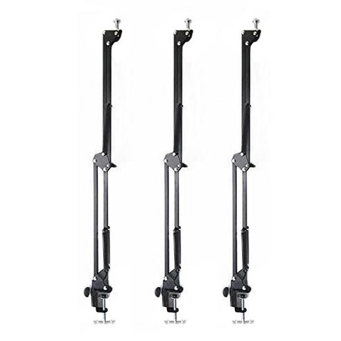 3 Pcs 조정 가능한 웹캠 마운트 클램프 마운트 서스펜션 삼각대 스탠드 홀더, 300x100x25mm, 블랙, 금속