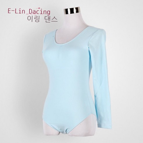 겨울 두껍다 순면 긴팔 발레 무용복 순색 성인 무용 연공복 공중 요가 원피스, M, 연한 남색