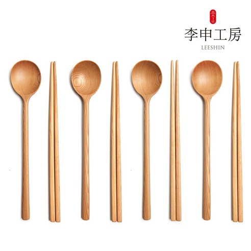 [이신공방] 국산 천연오일 이신달수저 내추럴 (케이스포함) / 고급 나무 수저 - 한식수저세트 | 쿠팡