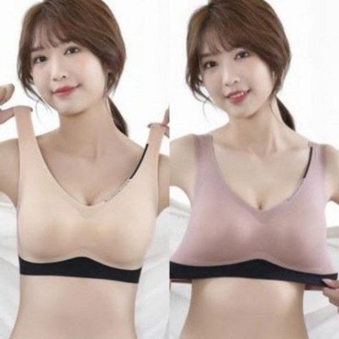 가치스토어 심리스브라 노와이어 브라탑 고급 무봉제 스포츠 브라 2개 세상편안 브래지어