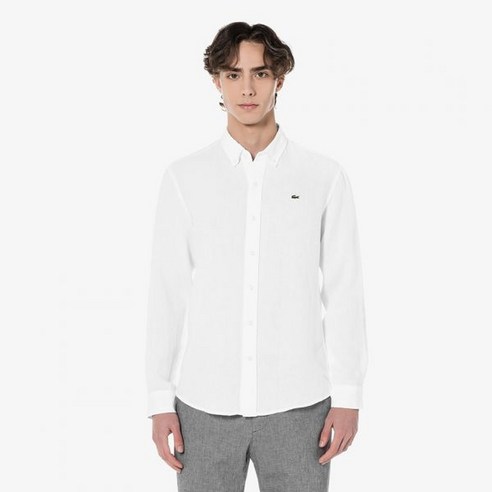 매장정품 라코스테 LACOSTE 남성 솔리드 린넨 셔츠 CH569E-54G 001 CH569E-54G001 1312648