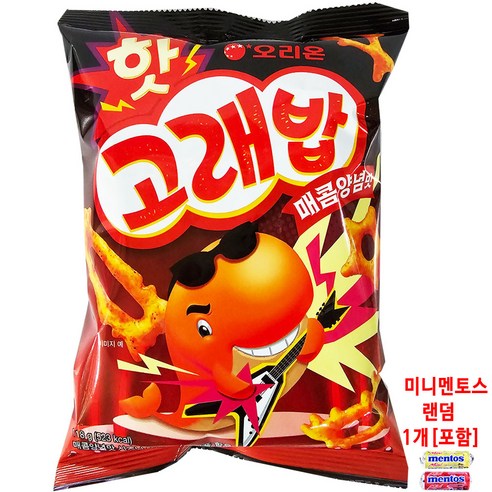 오리온제과 고래밥 핫 매콤양념맛 과자 스낵 118g X 4개 (+미니멘토스 랜덤 1입 포함)