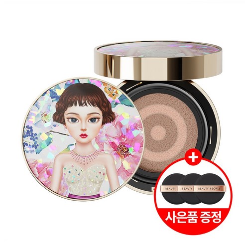 [뷰티피플] 철벽녀 시즌11 비타민 워터 커버 쿠션 본품 18g +절대 쿠션 골드 퍼프 3P, 21호, 철벽녀 본품 블루밍퀸+골드퍼프 3P