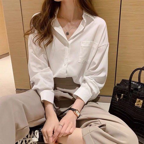 KORELAN 봄가을 패션 루즈핏 스몰 탑 래시가드 긴팔 셔츠녀