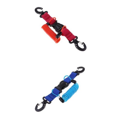 2Pcs 탄성 스쿠버 다이빙 카메라 스프링 코일 끈 퀵 릴리스 버클, 빨간색, 설명한대로