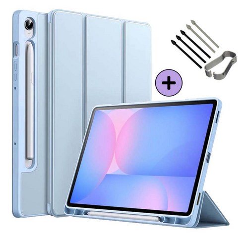 갤럭시탭 S10 FE / S10 FE 플러스 S펜슬 수납 케이스 북커버 아이친구, 스카이블루, 1개