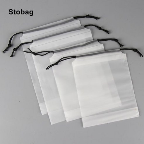 StoBag 투명 서리로 덥은 옷 포장 Drawstring 가방 스토리지 여행 포켓 신발 주최자 홈 소모품 파우치 로고