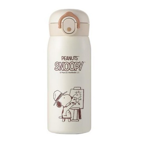 스누피 Snoopy 캐릭터 휴대용 원터치 보온 보냉텀블러 커피컵 420ml, 색상1