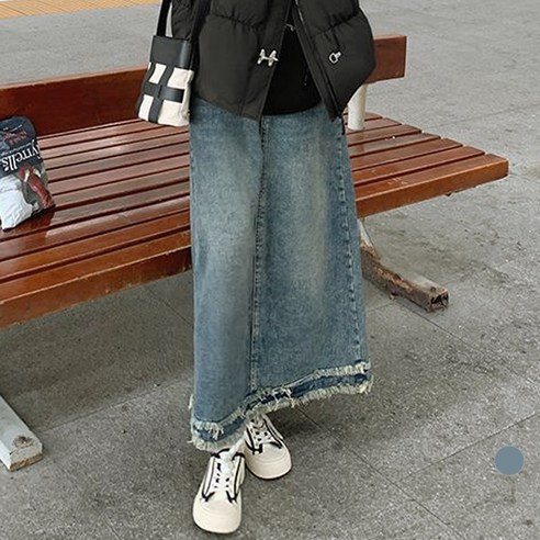 LALABELLE 여성용 스커트 빈티지 수술 캐주얼 데일리 청 치마 롱 스커트