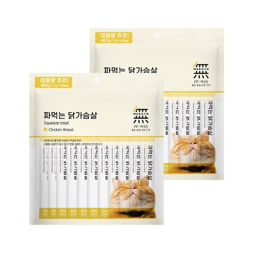 바우와우 무마진 짜먹는 고양이 간식, 닭가슴살, 480g, 2개