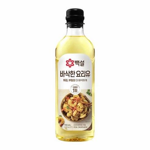 CJ CJ 백설 바삭한 요리유 900ml [튀김 오일 기름], 5개