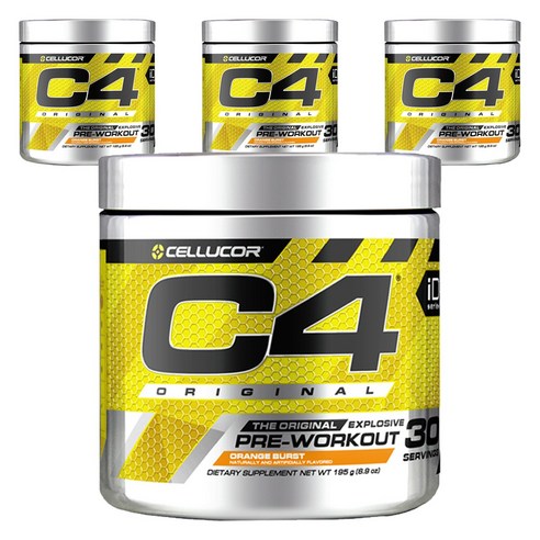 셀루코어 C4 오리지널 익스플로시브 프리 워크아웃 오렌지 버스트, 195g, 4개