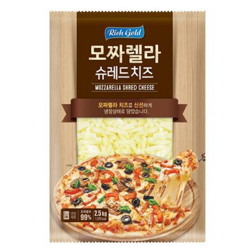 [더자연] 동서 리치골드 모짜렐라 슈레드 치즈 2.5kg, 1개