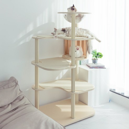 고양이의 행복을 디자인하는 그린웨일 H1 슈슈타워 캣타워 캣폴