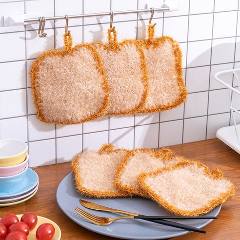 포그망 식빵 2겹 주방 아크릴수세미 설거지 청소 핸드메이드 6P, 6개(1set), 1개