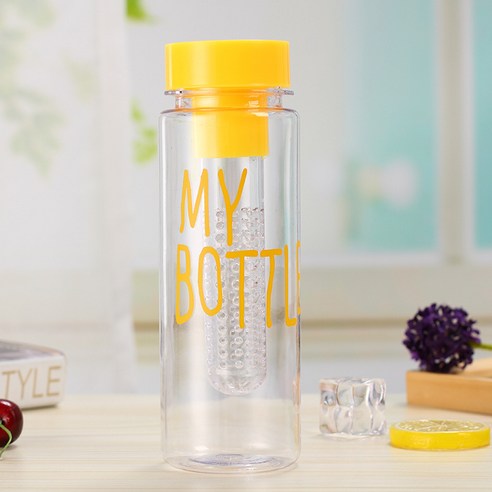 새로운 my bottle 플라스틱 컵 과일 꽃 차 컵 광고 선물 컵 맞춤형 로고, 노랑, 황색, 401-500ml