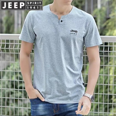 지프 스피릿 반팔티 남성 카라티 반소매 면 티셔츠 코튼 면 스판 티셔츠 슬림핏 남성용 캐주얼 반소매 티셔츠 +사은품 증정