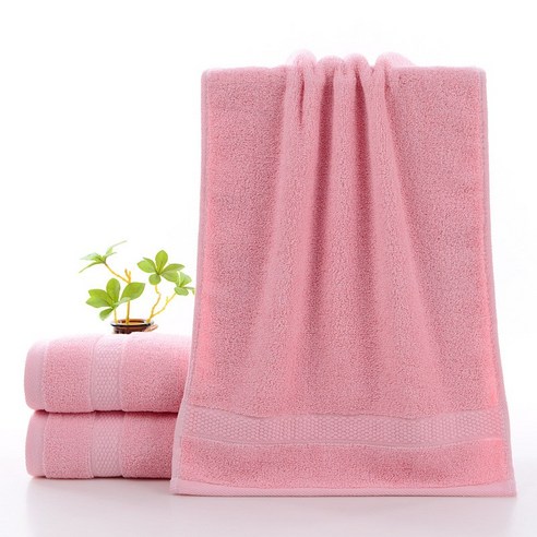 수건 순면 성인 가정용 두꺼운 호텔 전면 다국적 흡수 세수수건 선물 자수, 35*75cm, 핑크/핑크
