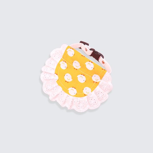 27리빙 귀여워지는 강아지 스카프 고양이 넥케이프, 노랑병아리(레이스) 1개, XS