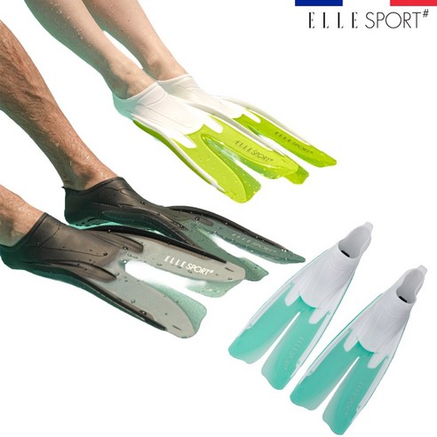 [엘르스포츠] split 오리발 트윈 숏핀 롱핀 고급형 Flippers 수영핀, 오리발ESF-600_화이트민트_M