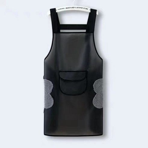 XFD 투명 방수 앞치마 손 닦을 수 있어요, 75cm, 블랙, 1개