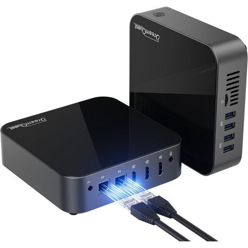 드림퀘스트 미니 PC 인텔 12세대 앨더 레이크 N95 최대 3.4GHz 16GB DDR4 RAM 512GB M.2 SSD 컴퓨터 4K 디스플레이/USB3.2/WiFi 5/BT, Dark Gray