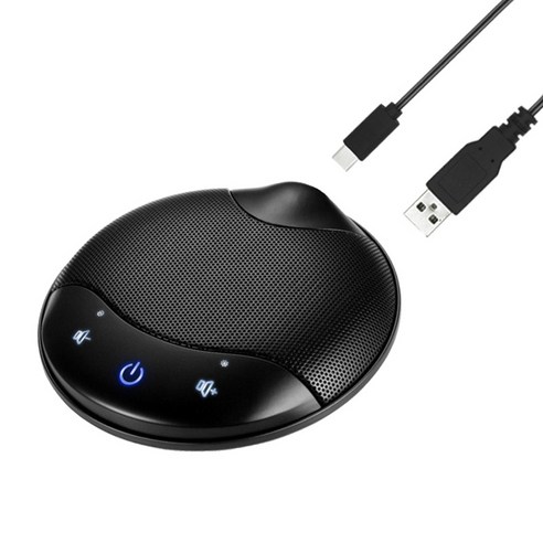 회의용 마이크 360° 무지향성 무지향성 콘덴서 마이크 유연한 홈 녹음 플러그 앤 플레이 USB-C PC 마이크, 검은 색, 9x9x1.7cm, 플라스틱